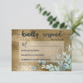 Chic RSVP Navy and Gold Foliage Wedding (Staand voorkant)
