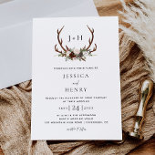 Chic Rustic Antlers Boho Wedding Kaart