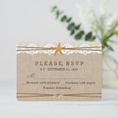 Chic Rustic Beach Starfish Lace Wedding RSVP (Debout devant)