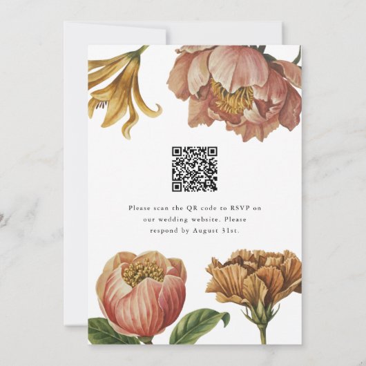 Chic Rustic Bloemen QR Code RSVP Huwelijk Kaart (Achterkant)