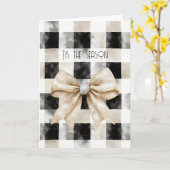 Chic Rustic Christmas Cream Black Silver Glam Bow Kaart (Gele Bloem)