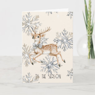 Chic Rustic Christmas Cream Herten Sneeuwvlokken Kaart
