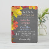 Chic Rustic Fall verlaat Chalk Huwelijksuitnodigin Kaart (Staand voorkant)