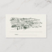 Chic Rustic Green Winery Mountain Sketch Wedding Plaatskaartje (Achterkant)