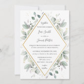 Chic Rustic Greenery Gold Green Foliage Weddenscha Kaart (Voorkant)
