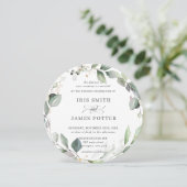 Chic Rustic Greenery Leafy Foliage Wreath Wedding Kaart (Staand voorkant)