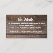 Chic Rustic Mariage de bois Site Web Carte RSVP (Devant)