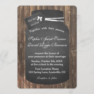 Chic Rustic Mason Unique Jar Chalkboard Weddenscha Kaart