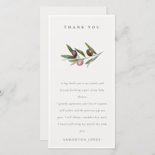 Chic Rustic Minimal Olive Branch Foliage Wedding Bedankkaart