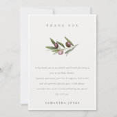 Chic Rustic Minimal Olive Branch Foliage Wedding Bedankkaart (Voorkant)