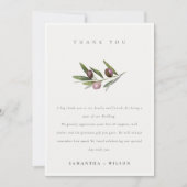 Chic Rustic Minimal Olive Branch Foliage Wedding Bedankkaart (Voorkant)