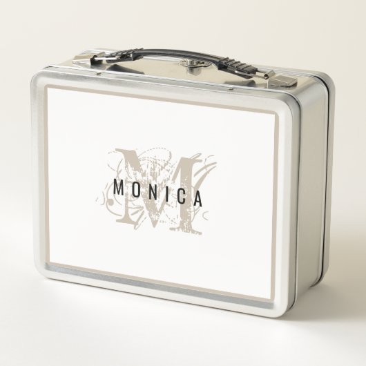 Chic Rustic Modern Beige Monogram (Achterkant)