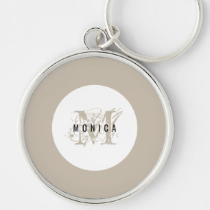 Chic Rustic Modern Beige Monogram Sleutelhanger