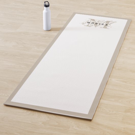 Chic Rustic Modern Beige Monogram Yogamat (In situ)