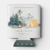 Chic Rustic Pine Bossen Camping Mountain Wedding Blikjeskoeler (Achterkant)