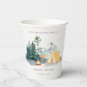 Chic Rustic Pine Bossen Camping Mountain Wedding Papieren Bekers (Achterkant)