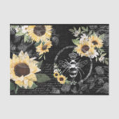 Chic Rustic  Queen Honey Bee Sunflower Tissuepapier (Voorkant)