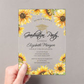 Chic Rustic Sunflower, Afstuderen String Lights Acryl Uitnodigingen (Insitu (Draagbaar))