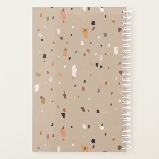 Chic rustic taupe terrazzo planner (Achterkant)