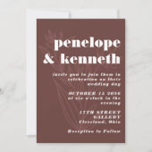 Chic Rustic Terracotta Floral Line Art Wedding Kaart (Voorkant)