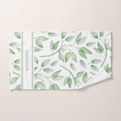 Chic Rustic Waterverf Botanische bladeren en naam Handdoek (Handdoek)