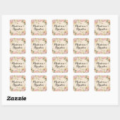 Chic Rustic Waterverf Floral Custom Wedding Vierkante Sticker (Vel)