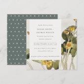 Chic Rustic Yellow Daffodil Floral Wedding Invite Bedankkaart (Voorkant / Achterkant)