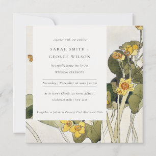 Chic Rustic Yellow Daffodil Floral Wedding Invite Bedankkaart