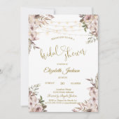 Chic Rustical Flowers String Lights Bridal Shower Kaart (Voorkant)
