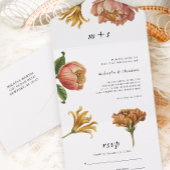 Chic rustieke bloemen bruiloft all in one uitnodiging