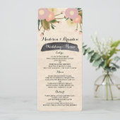 Chic Rustique Aquarelle Floral Canvas Menu Mariage (Debout devant)