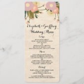 Chic Rustique Aquarelle Floral Canvas Menu Mariage (Devant)