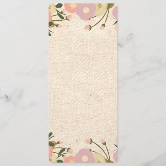 Chic Rustique Aquarelle Floral Canvas Menu Mariage (Dos)