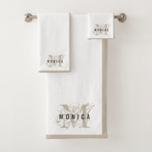 Chic rustique moderne Monogramme beige