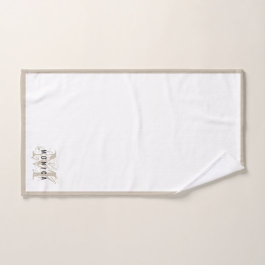 Chic rustique moderne Monogramme beige (Serviette à main)