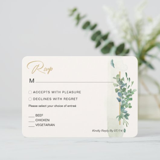 Chic Rustique Or Vert Eucalyptus Réponse de Mariag (Debout devant)