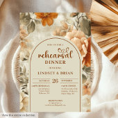 Chic Rusty Beige Olive Floral Rehearsal Invitation