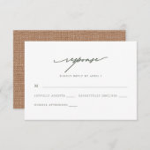 Chic Sage et Burlap Wedding Réponse Rsvp (Devant / Derrière)