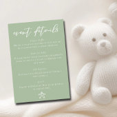 Chic Sage Green Baby Shower Event Details Informatiekaartje