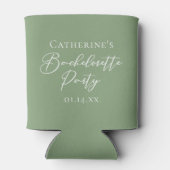 Chic Sage Green Bachelorette Party Personalized Blikjeskoeler (Achterkant)