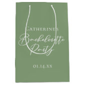 Chic Sage Green Bachelorette Party Personalized Medium Cadeauzakje (Voorkant)