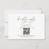 Chic Sage Green Bow Ribbon QR Code Wedding Rsvp (Devant)