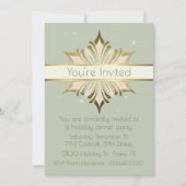 Chic Sage Green et Gold Fête Invitation (Devant)