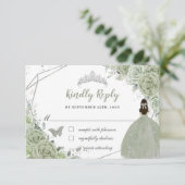 Chic Sage Green Floral RSVP Kaartje (Staand voorkant)