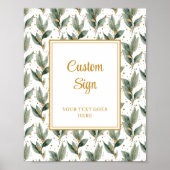 Chic Sage Green Gold Leaves Custom Poster (Voorkant)