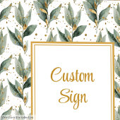 Chic Sage Green Gold Leaves Custom Poster