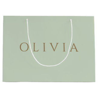 Chic Sage Green minimalist monogram Grote Gift Ba Groot Cadeauzakje
