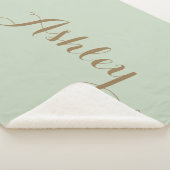 Chic Sage Green minimalist monogram Sherpa Blank Sherpa Deken (3/4)
