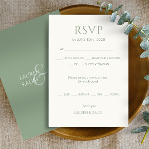 Chic Sage Green Monogramme Mariage RSVP