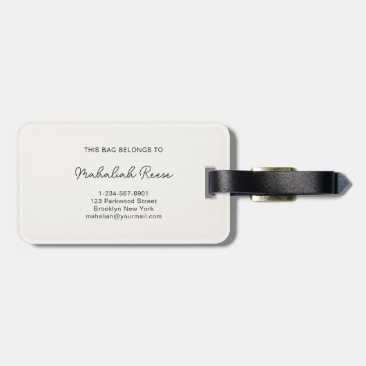 Chic Sage Green Script Monogram Bagagelabel (Achterkant horizontaal)